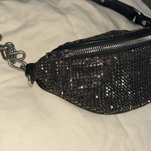 Preloved Alexander Wang bum bag with rhinestones excellent condition silver HW. - Picture 3 of 12